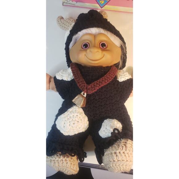 1991 Treasure Troll Tot 14" Doll Bellybutton Wishstone Vintage Cow Outfit - Picture 4 of 16